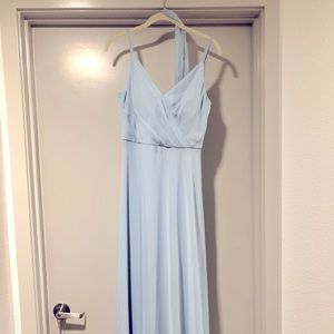 After Six Draped Wrap Chiffon Maxi Dress with Sash. Style 1511 MIST